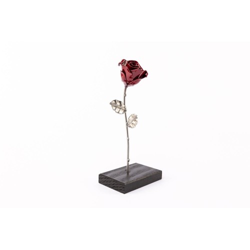 Rosa Roja/Plateada con peana