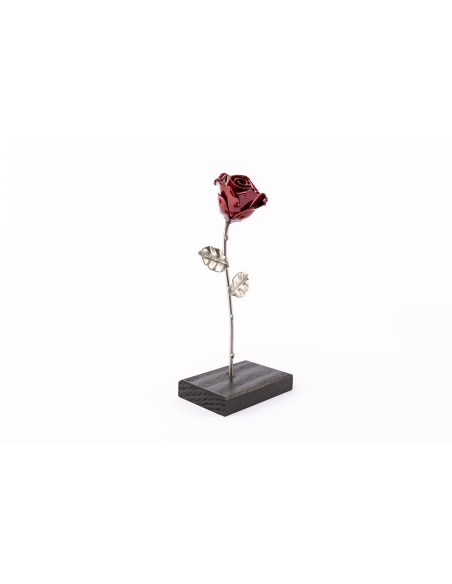 Rosa Roja/Plateada con peana