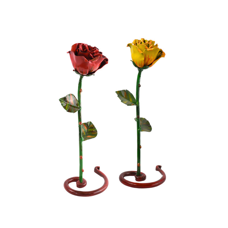 Rosa de Hierro XL pintada a mano (Amarilla)