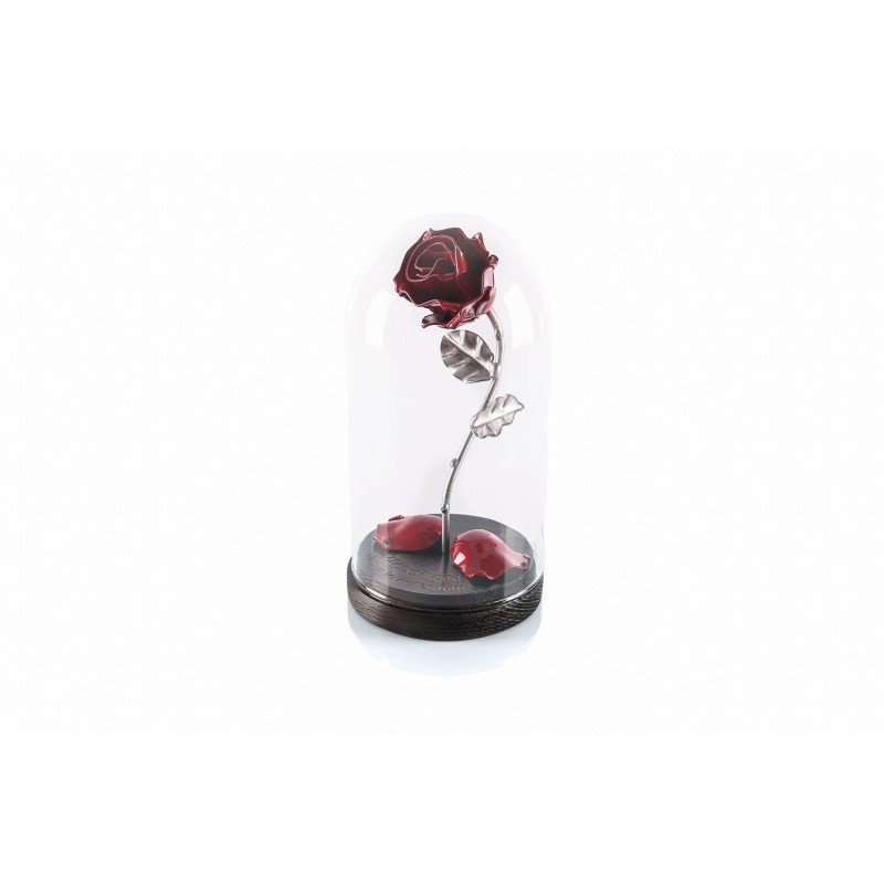 Rose Red/Silver with Engraving on Glass Dome
