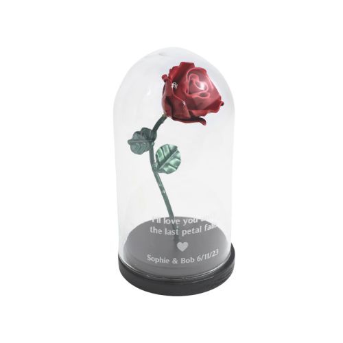 Rose Red/Black with Engraving on Glass Dome 2
