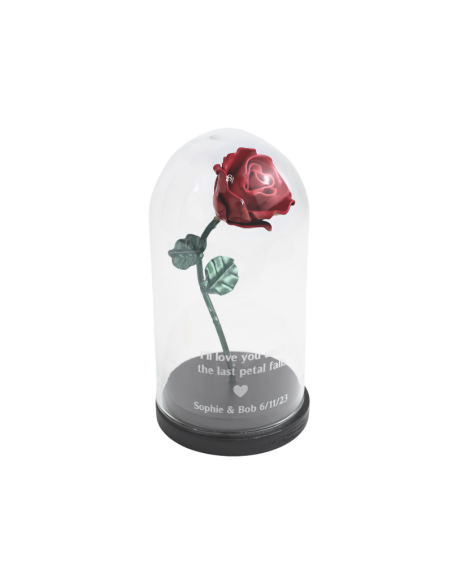 Rose Red/Black with Engraving on Glass Dome