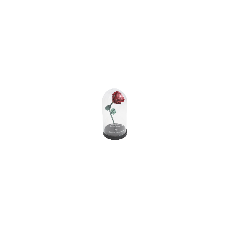 Rose Red/Black with Engraving on Glass Dome