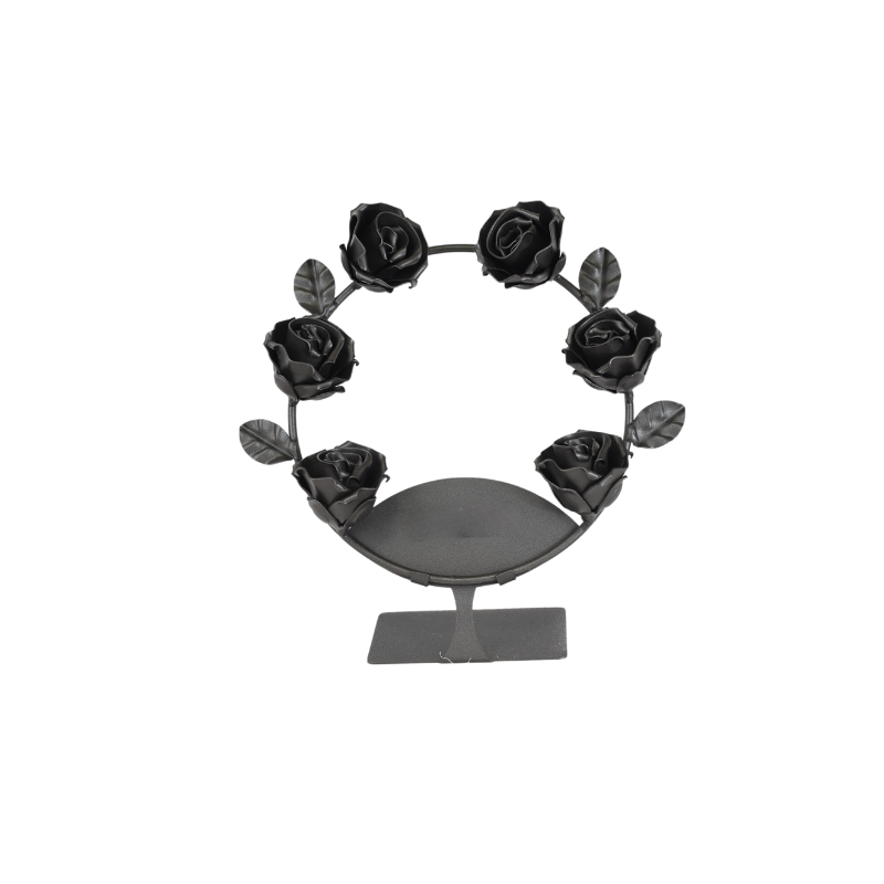 Corona de 6 rosas de forja con soporte