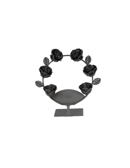 Corona de 6 rosas de forja con soporte