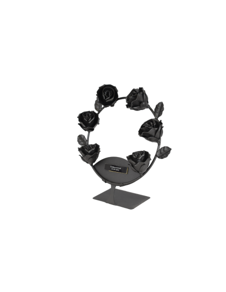 Corona de 6 rosas de forja con soporte