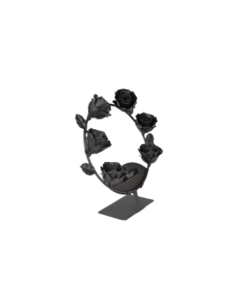 Corona de 6 rosas de forja con soporte