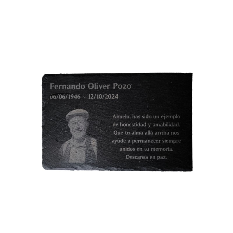 Pizarra Funeraria con grabado personalizado y foto