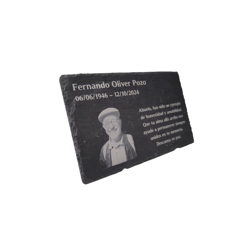 Pizarra Funeraria con grabado personalizado y foto