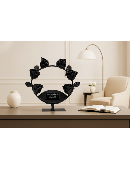 Corona de 6 rosas de forja con soporte