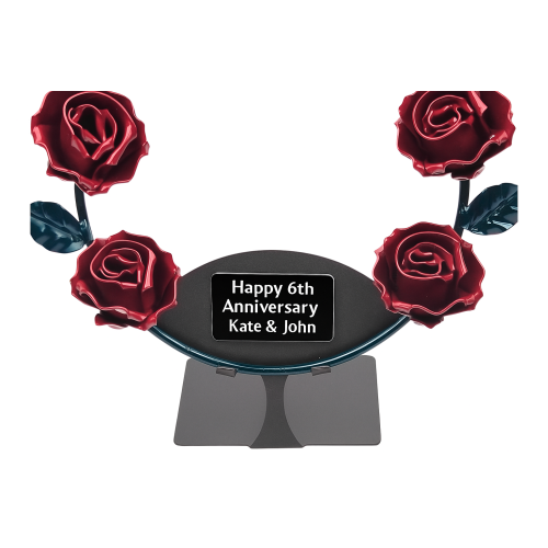 Wrought-Iron Wreath of 6 Red Roses with Stand 2