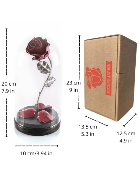 Rosa Roja/Plateada con grabado en la cúpula