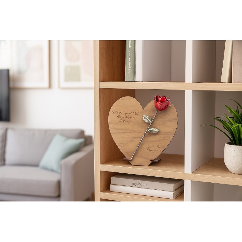 Corazón de Madera Nogal con Grabado Personalizado