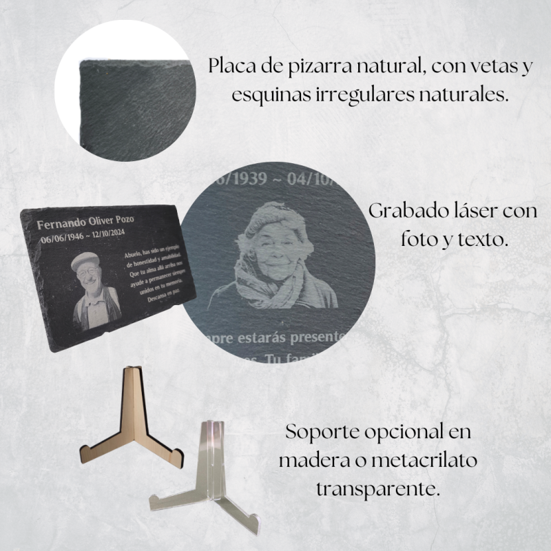 Pizarra Funeraria con grabado personalizado y foto