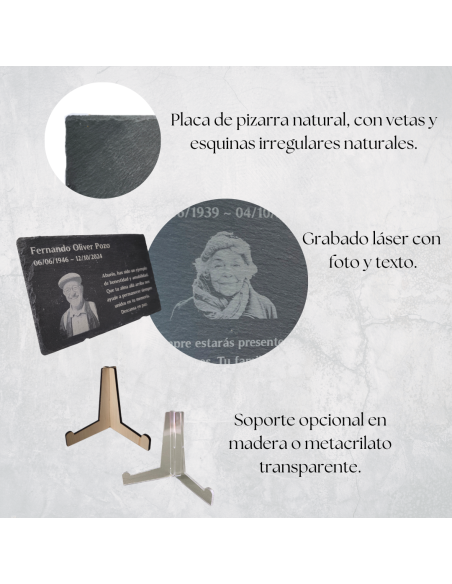 Pizarra Funeraria con grabado personalizado y foto
