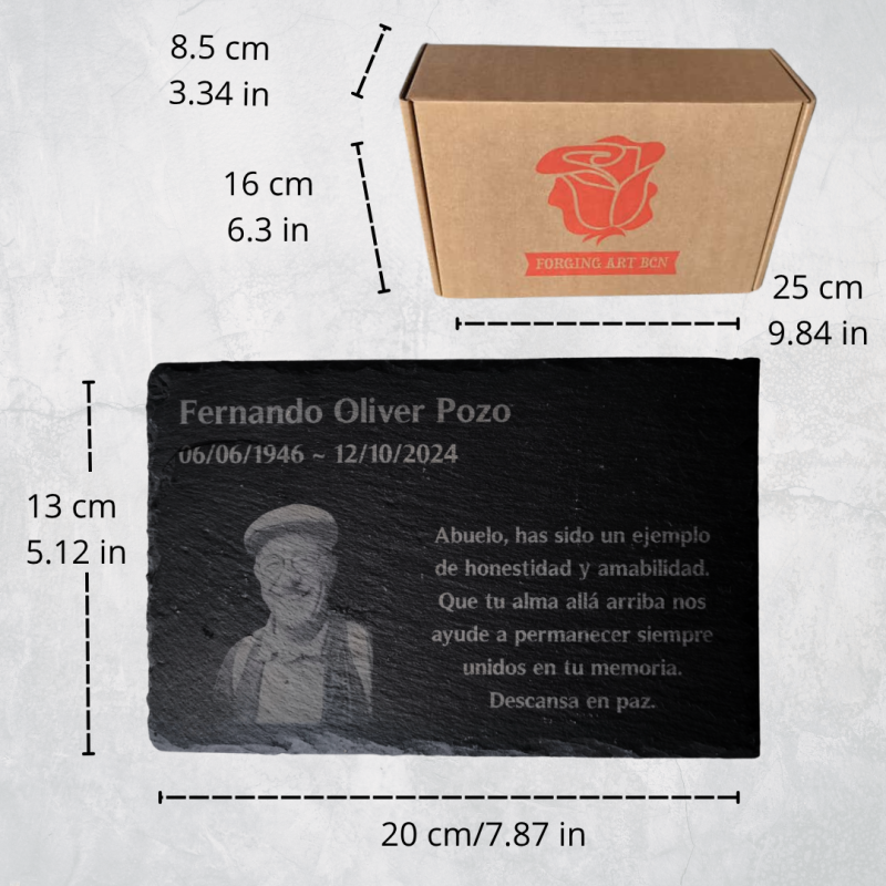 Pizarra Funeraria con grabado personalizado y foto