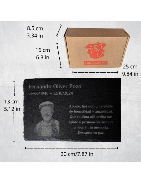 Pizarra Funeraria con grabado personalizado y foto
