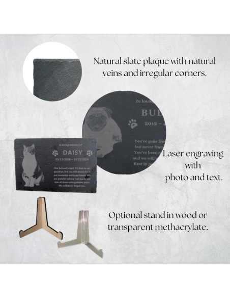 Pet Memorial Slate with Personalized Engraving and Photo