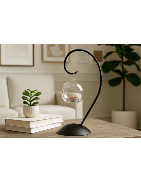 Candelholder with Glass Globe for Tea Light Candles
